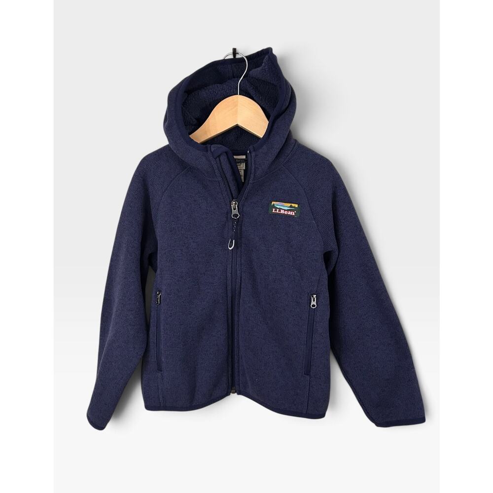 LL Bean Kids’ Hooded Sweater Fleece Jacket, Size 4
